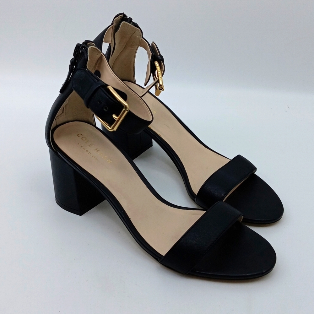 COLE HAAN ANKLE STRAP BLACK HEELS